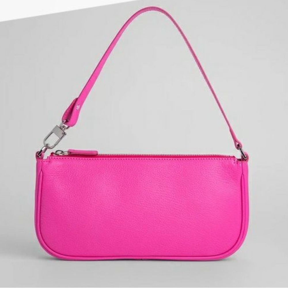 NWOT By Far hot pink grained leather Rachel bag